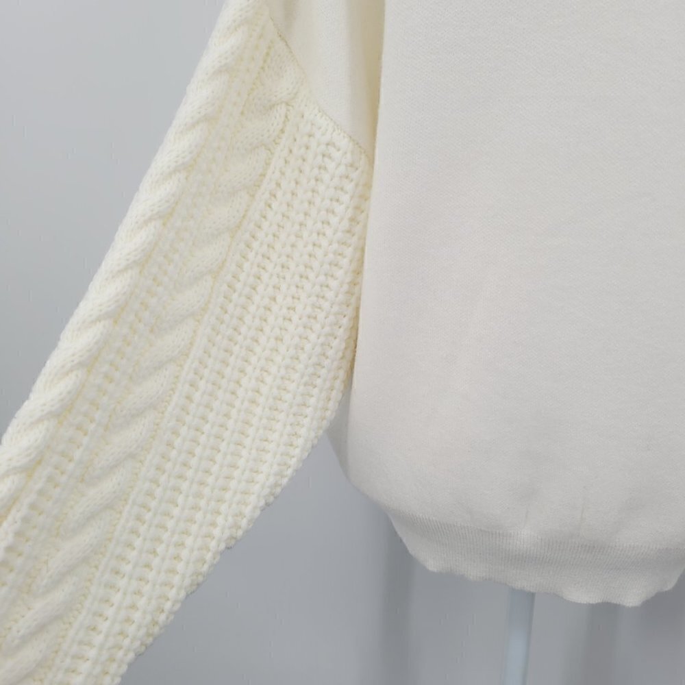 Elsie & Zoey Cream Cable Knit Sleeve Sweater - Picture 4 of 9